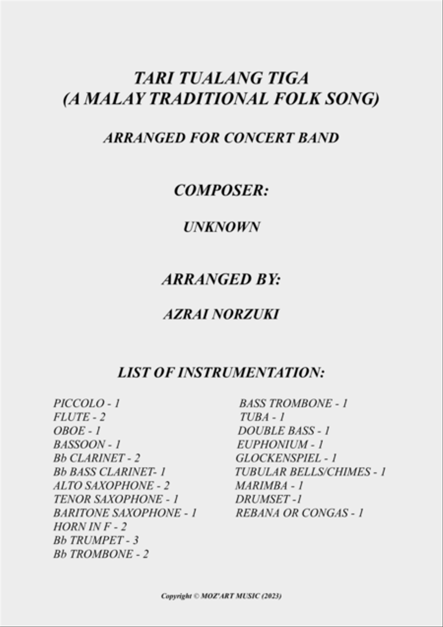 Tari Tualang Tiga Tari Tualang Tiga Concert Band scores gallery preview page 2