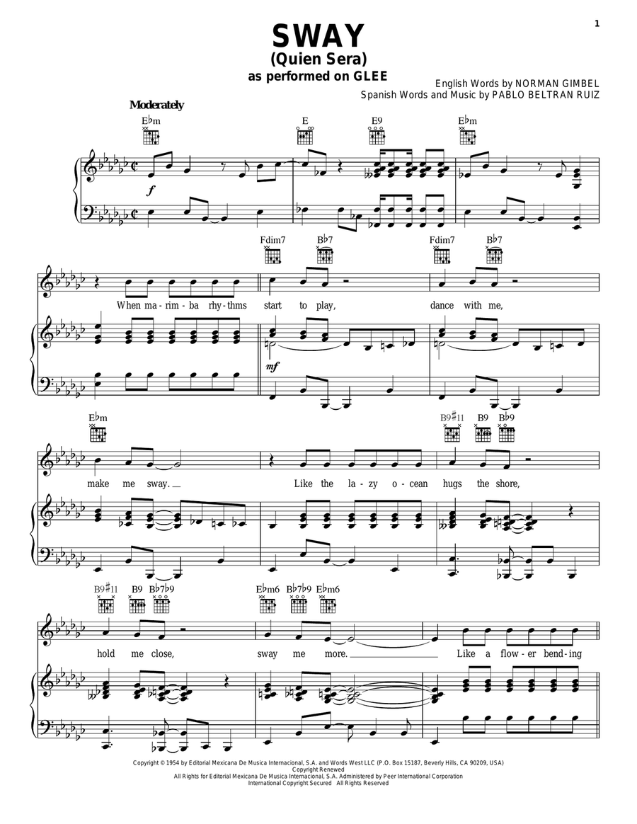 Sway (Quien Sera) Sway (Quien Sera) Piano, Vocal, Guitar scores gallery preview page 1