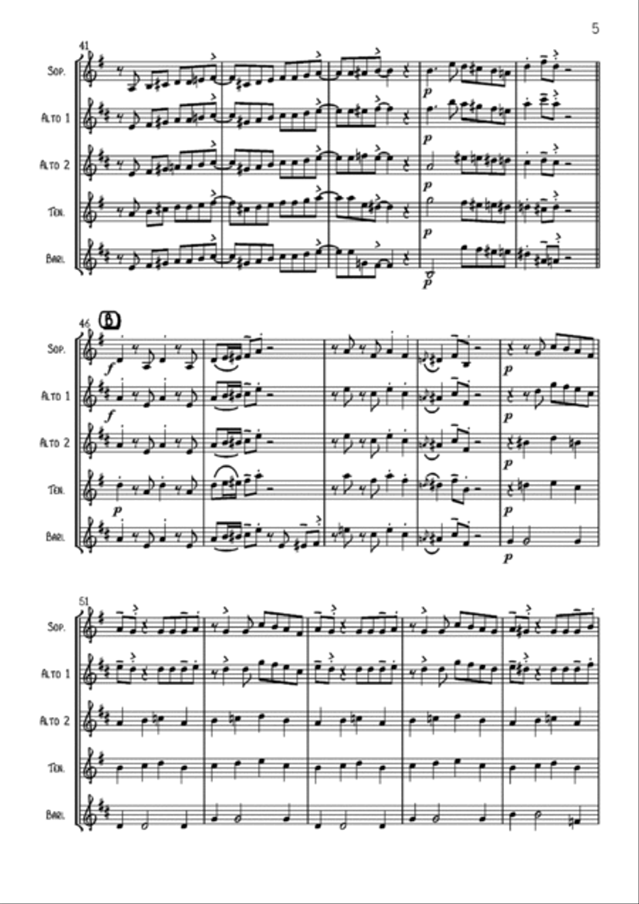 Eine Kleine Nachtmusik (with a swing!) Eine Kleine Nachtmusik (with a swing!) Saxophone Quartet scores gallery preview page 5