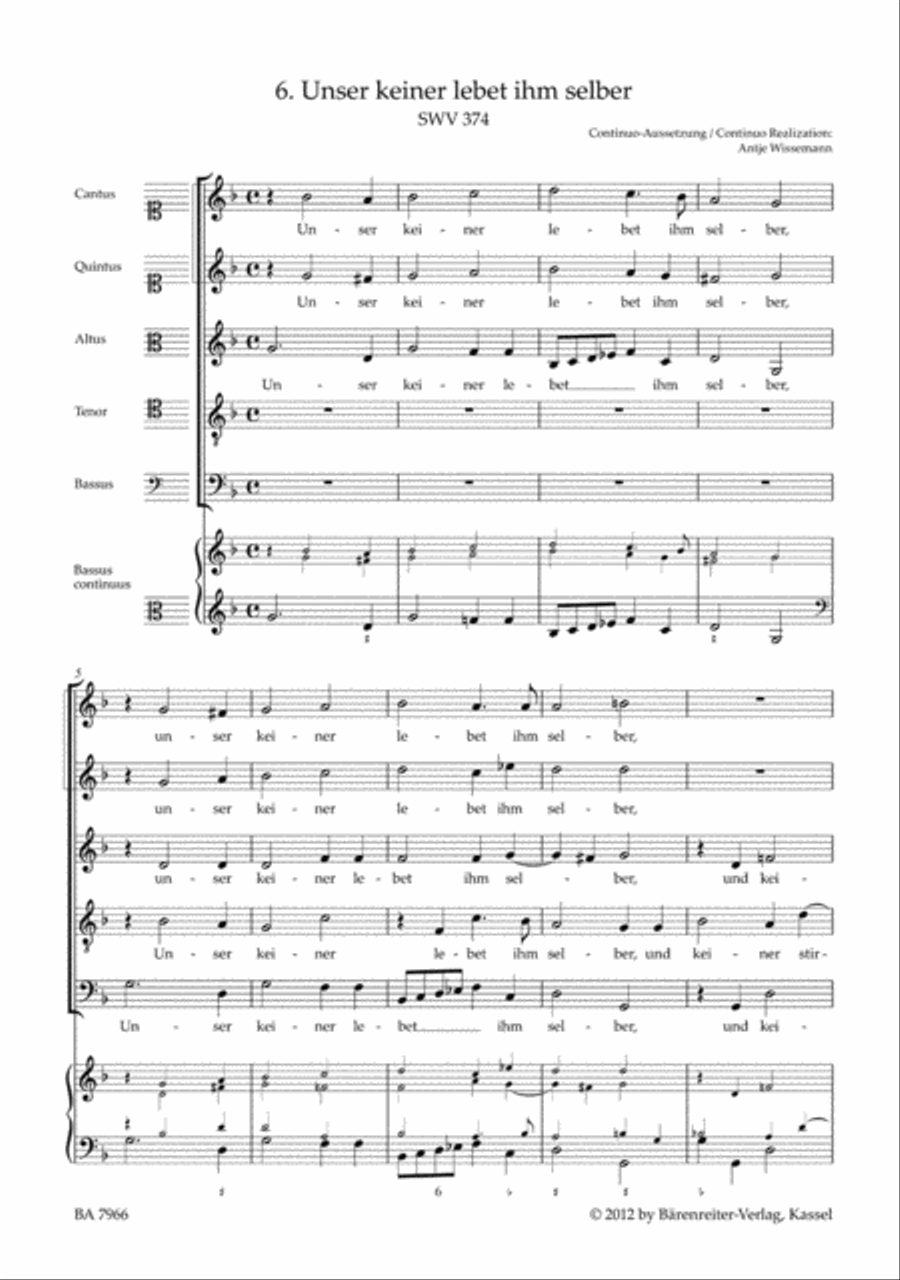 Unser keiner lebet ihm selber SWV 374 (No. 6 from 