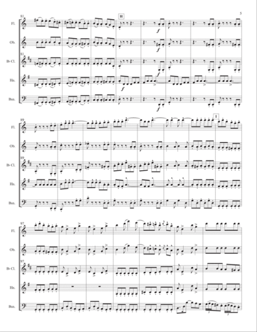 Donna Diana Overture for Wind Quintet Woodwind Quintet scores gallery preview page 5