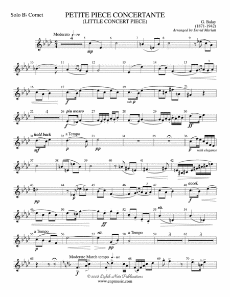 Petite Piece Concertante (Little Concert Piece) (Solo Cornet and Concert Band): Solo B-flat Cornet
