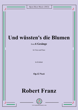 Book cover for Franz-Und wusstens die Blumen,in d minor,Op.12 No.6