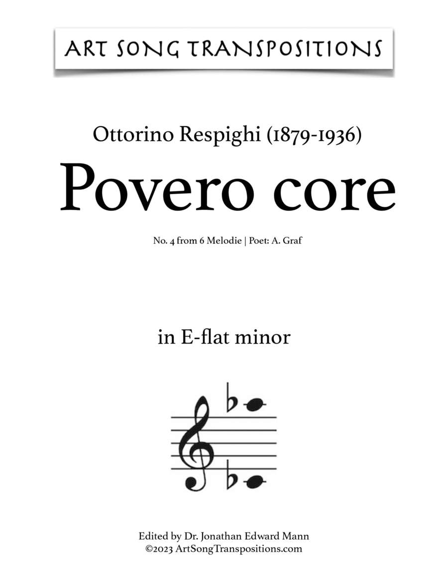 RESPIGHI: Povero core (transposed to E-flat minor)