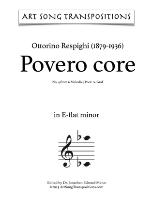 Book cover for RESPIGHI: Povero core (transposed to E-flat minor)