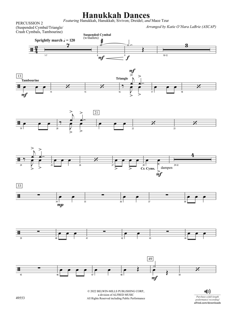 Hanukkah Dances: 2nd Percussion Concert Band scores gallery preview page 1