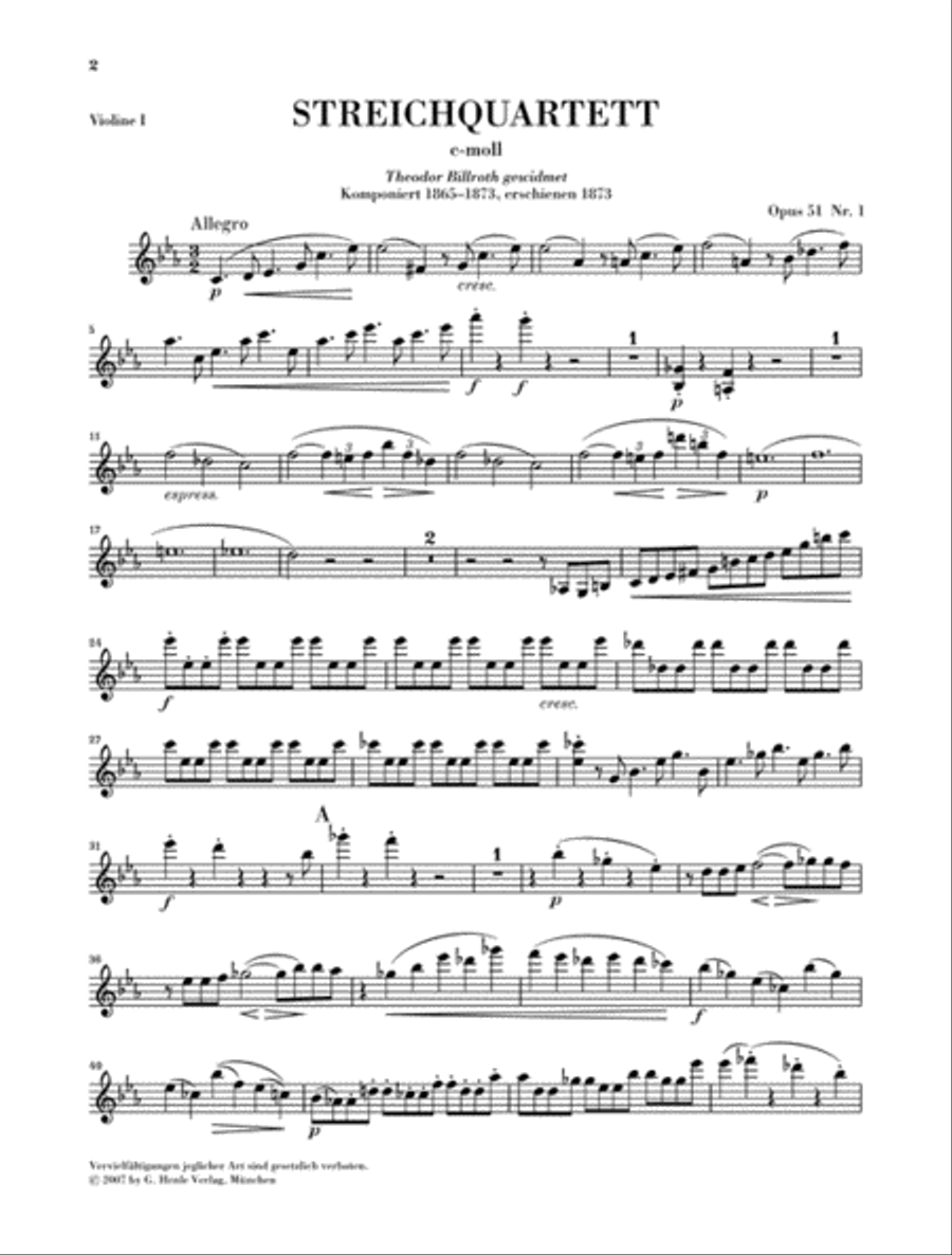 String Quartets op. 51/1&2 String Quartet scores gallery preview page 2