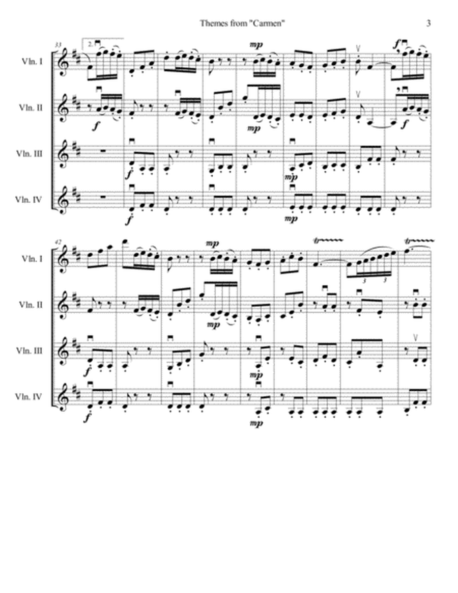 Themes from "Carmen" for violin quartet image number null