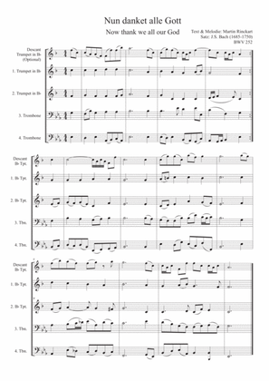 Bach - Nun danket alle Gott BWV 252 for Brass Quartet