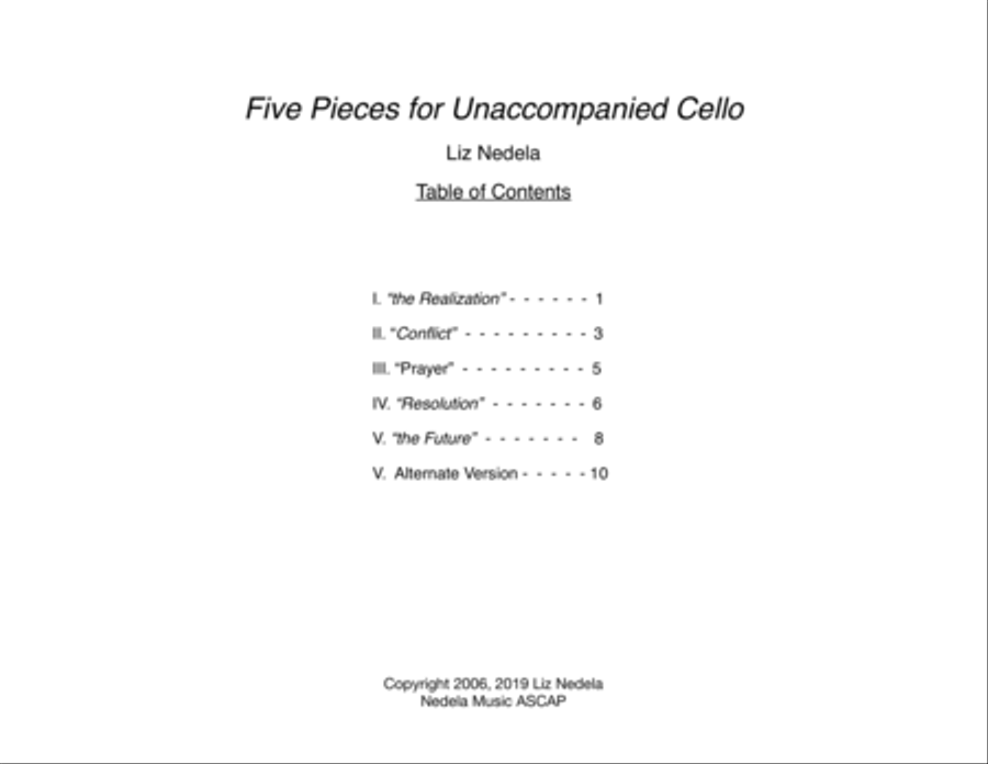 Five Pieces for Unaccompanied Cello Cello Solo scores gallery preview page 2
