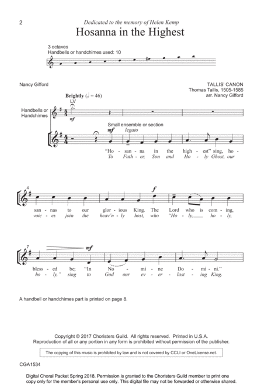 Hosanna in the Highest 4-Part scores gallery preview page 2