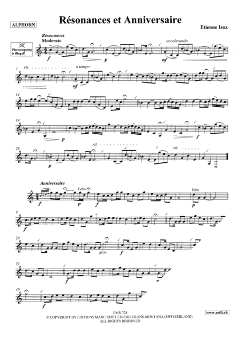 Resonances et Anniversaire Alphorn scores gallery preview page 3