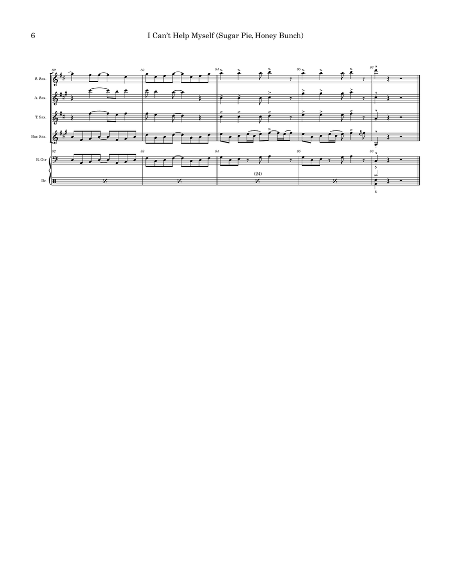 I Can't Help Myself (Sugar Pie, Honey Bunch) Saxophone Quartet scores gallery preview page 6