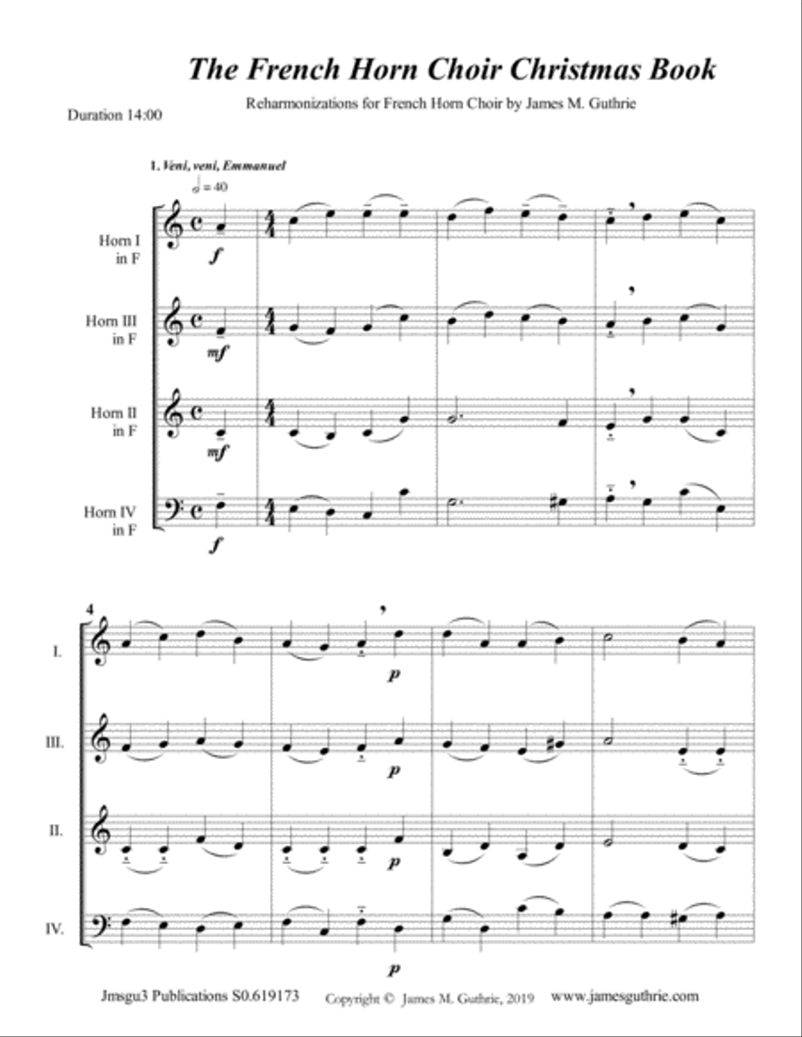 Guthrie: The French Horn Choir Christmas Book Choir scores gallery preview page 1