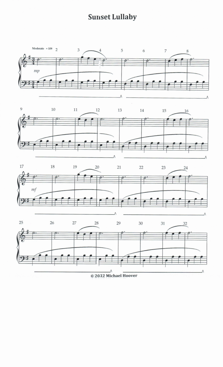 Sunset Lullaby Sunset Lullaby Easy Piano scores gallery preview page 1