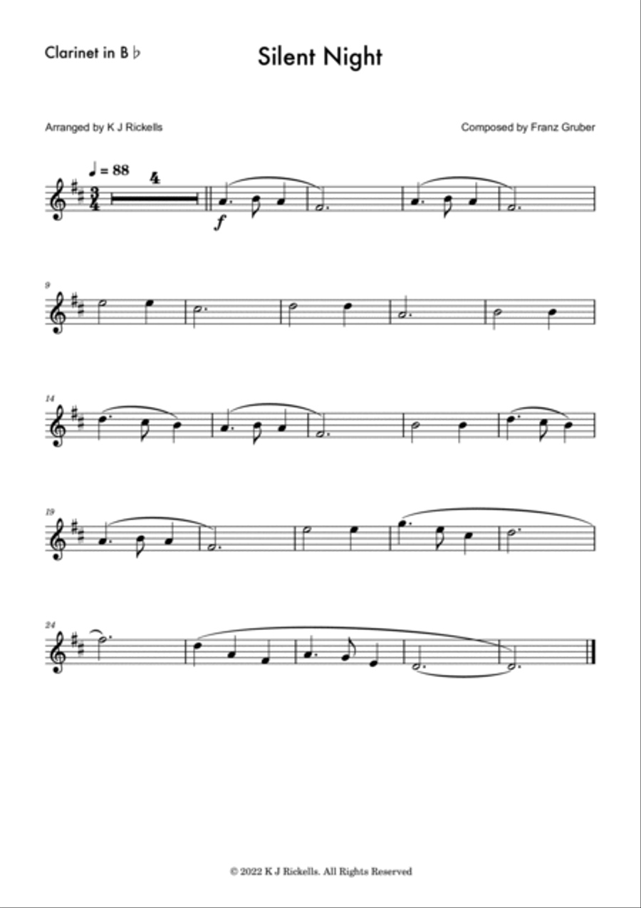 Silent Night - Clarinet Clarinet Solo scores gallery preview page 3
