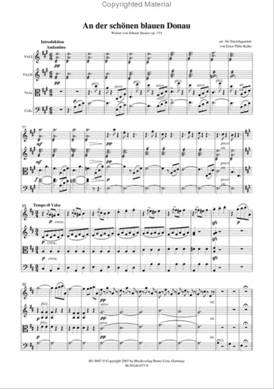 Schone blaue Donau String Quartet scores gallery preview page 2