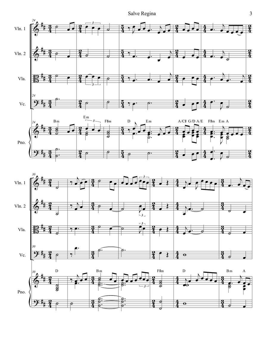Salve Regina (Chant) (String Quartet and Piano) Piano Quintet scores gallery preview page 4