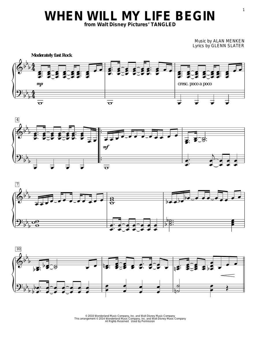 When Will My Life Begin? (from Tangled) Piano Solo scores gallery preview page 1