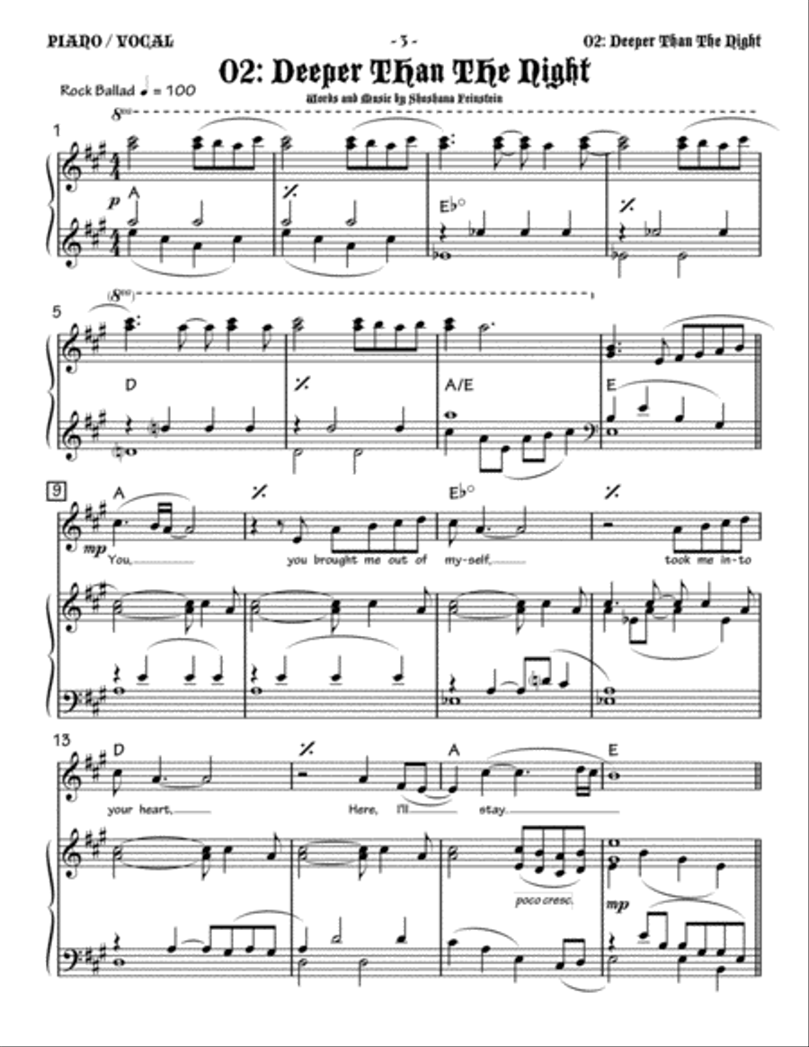 Deeper Than the Night Small Ensemble scores gallery preview page 1