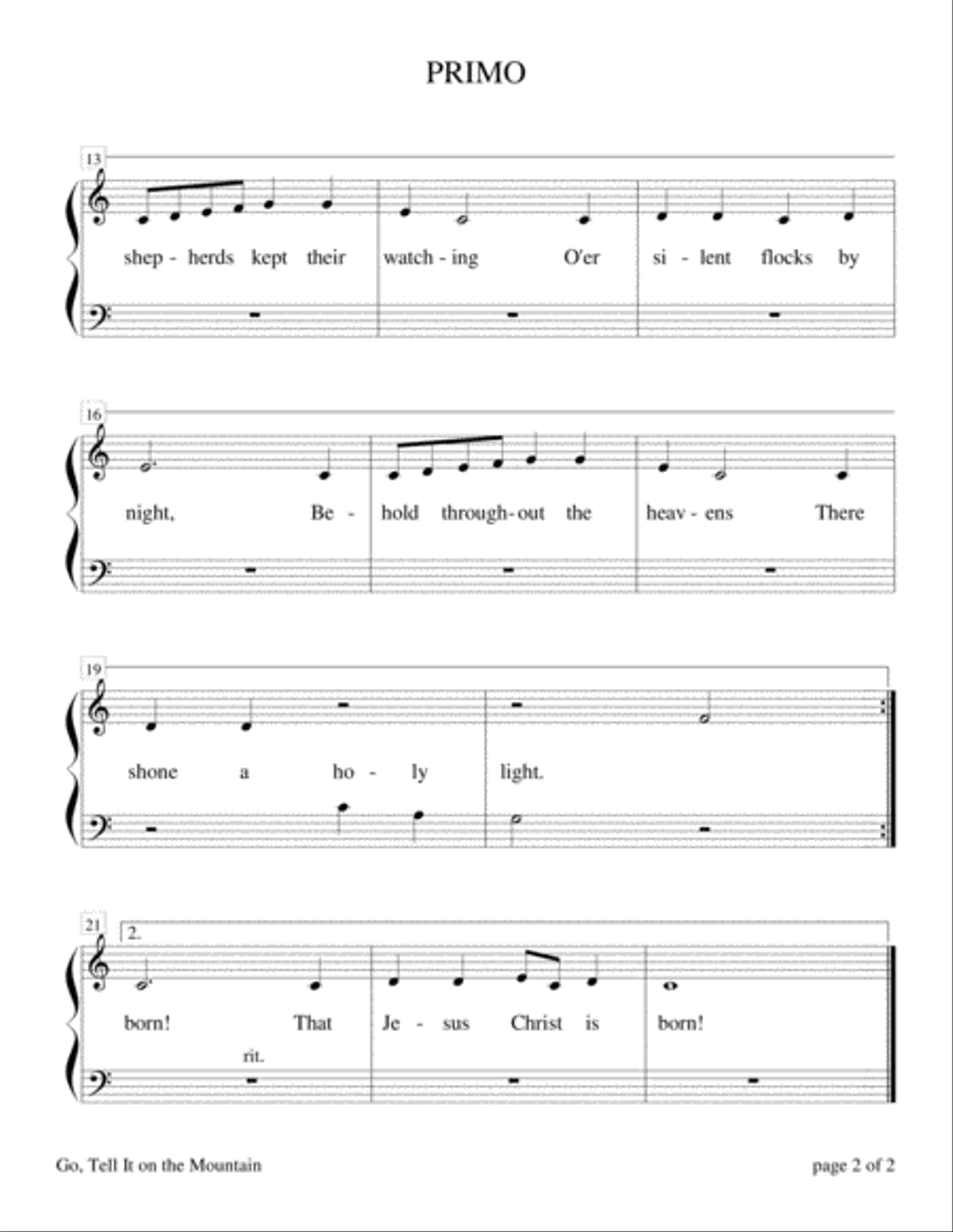 Joy to the World (A Collection of 10 Easy Piano Duets for 1 Piano, 4 Hands)