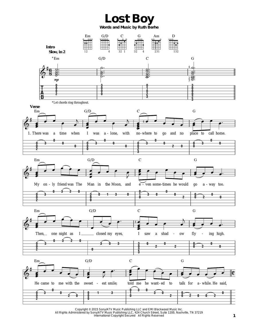 Lost Boy Lost Boy Acoustic Guitar scores gallery preview page 1