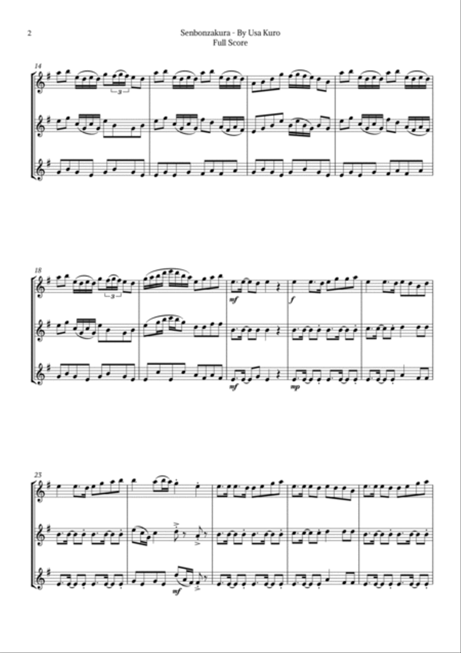 Senbonzakura Woodwind Trio scores gallery preview page 2