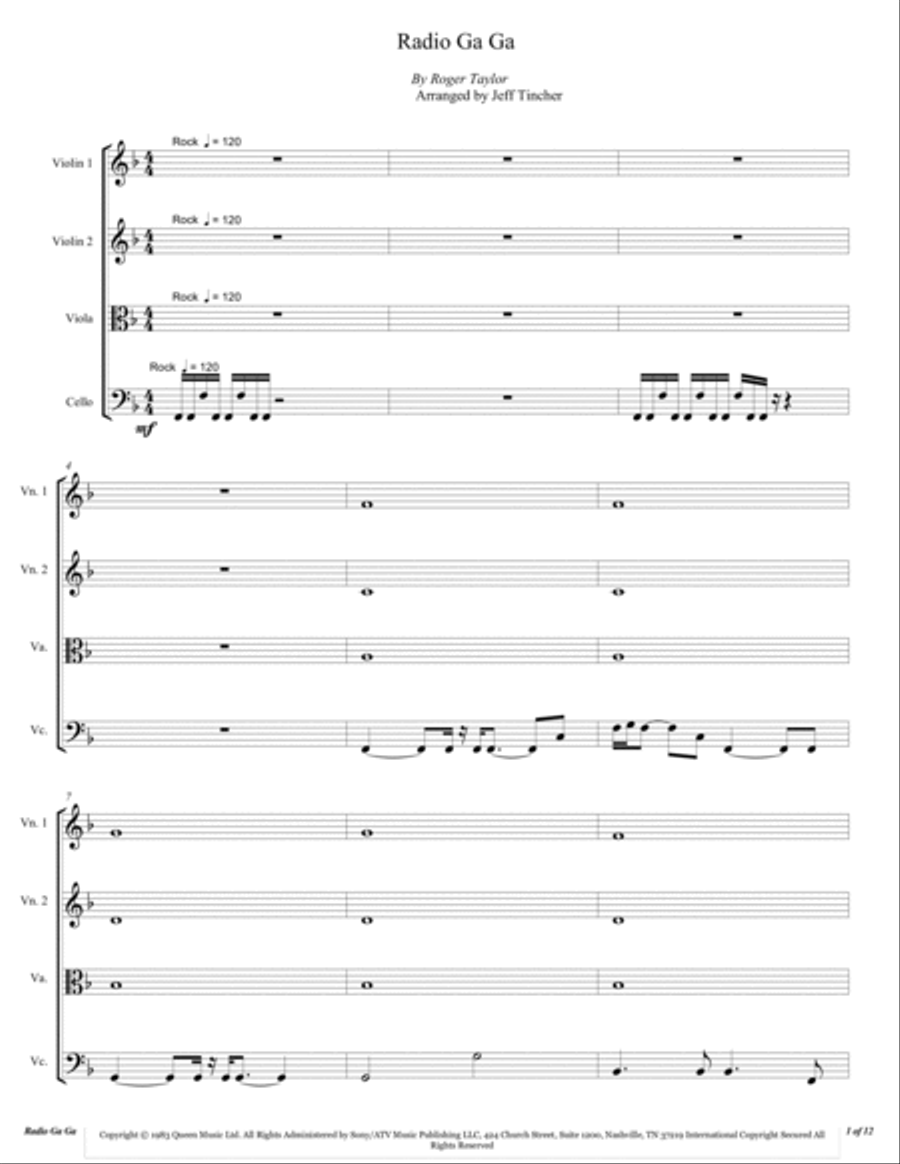 Radio Ga Ga String Quartet scores gallery preview page 2