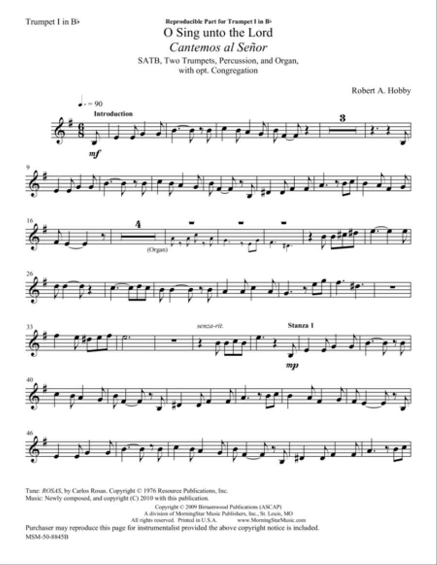 O Sing unto the Lord Choir scores gallery preview page 1