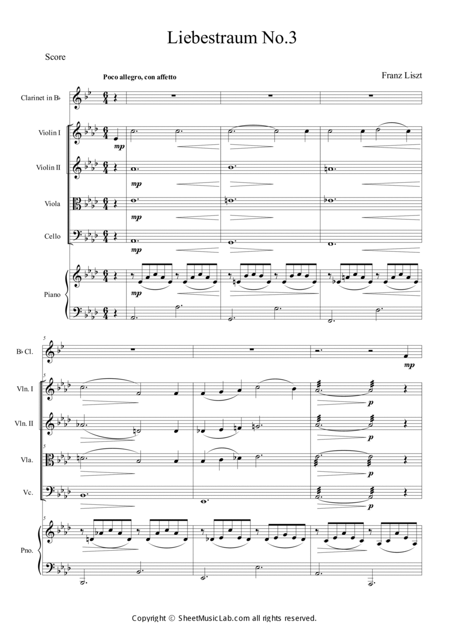 Liebestraum, S.541 No.3 Orchestra scores gallery preview page 1
