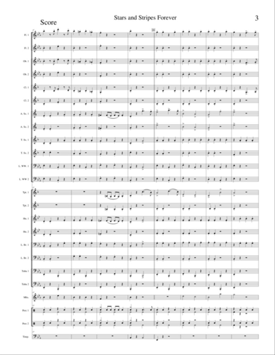 The Stars and Stripes Forever for MS Band by John Philip Sousa Concert Band scores gallery preview page 4