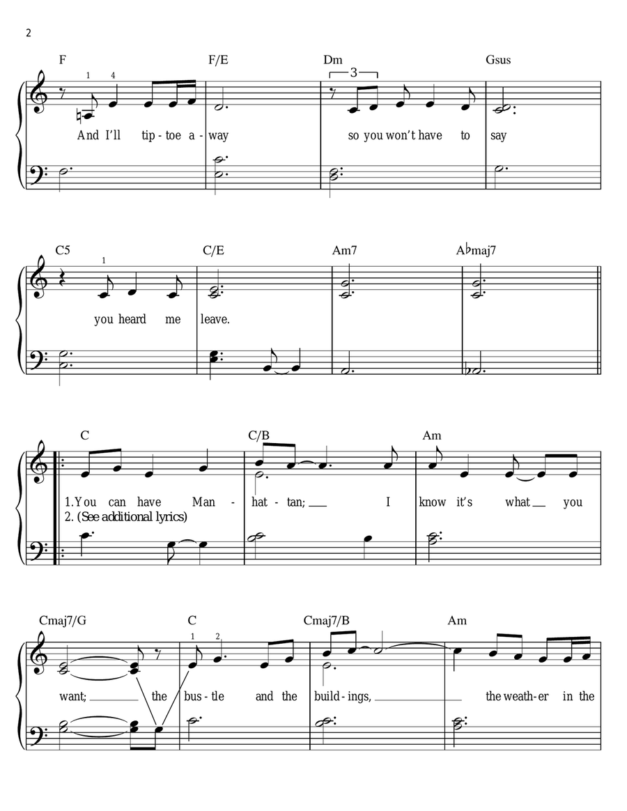 Manhattan Manhattan Easy Piano scores gallery preview page 2