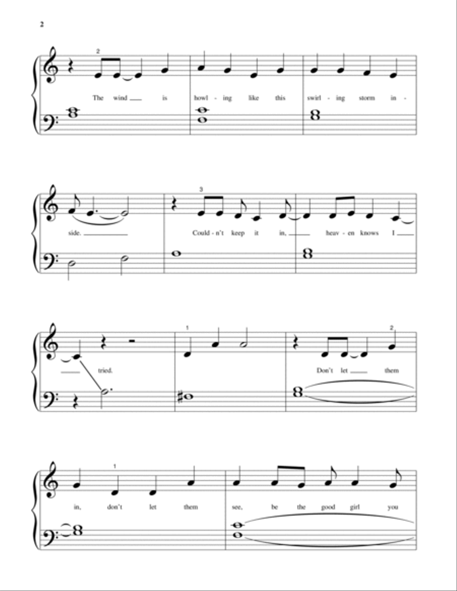 Let It Go (from Frozen) Easy Piano scores gallery preview page 2