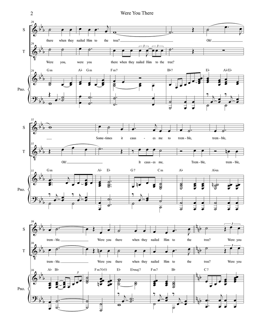 Were You There (Duet for Soprano and Tenor Solo) Tenor Voice scores gallery preview page 2
