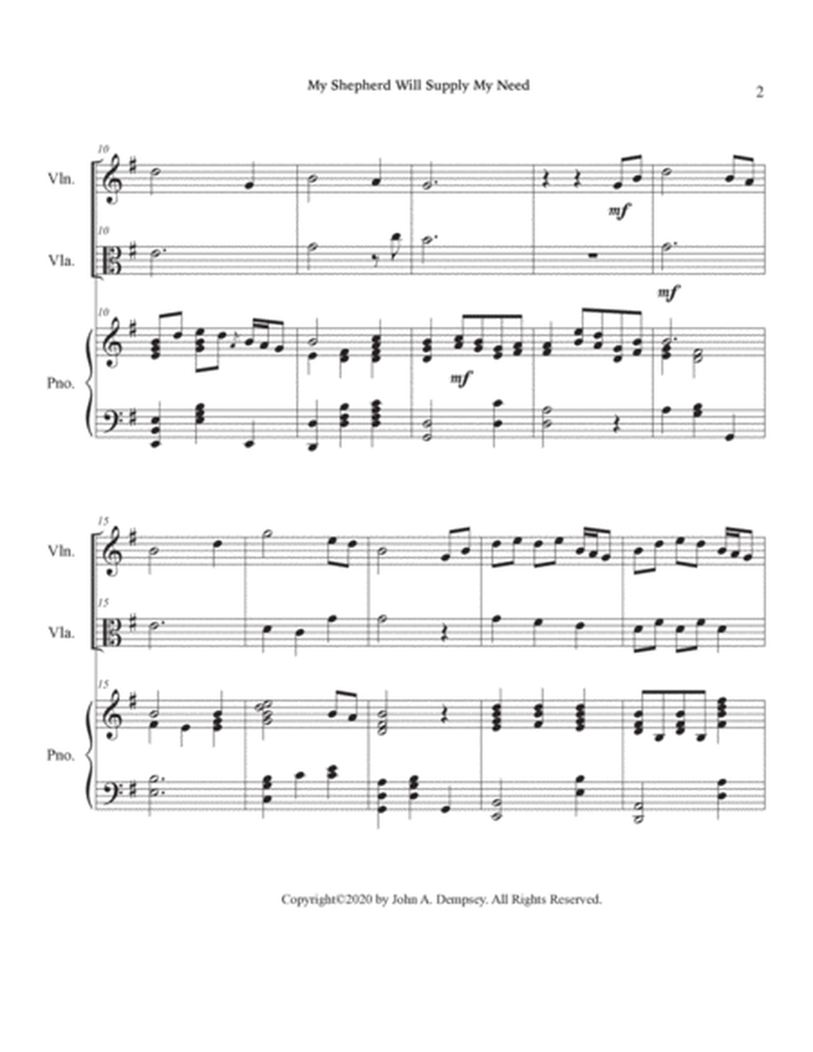 My Shepherd Will Supply My Need (Psalm 23): Trio for Violin, Viola and Piano image number null