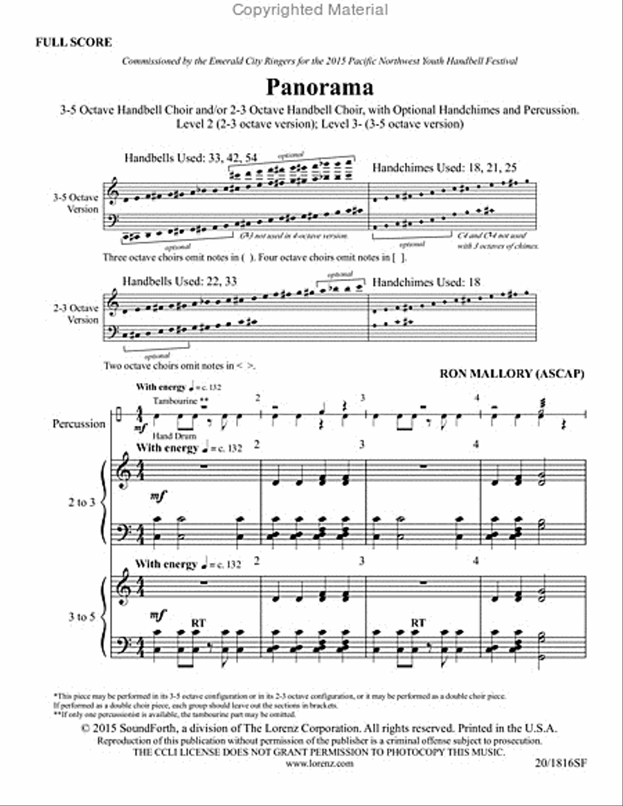 Panorama - Handbell and Percussion Score and Parts Handbell Choir scores gallery preview page 2