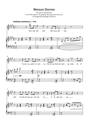 Nessun Dorma (for tenor and piano)
