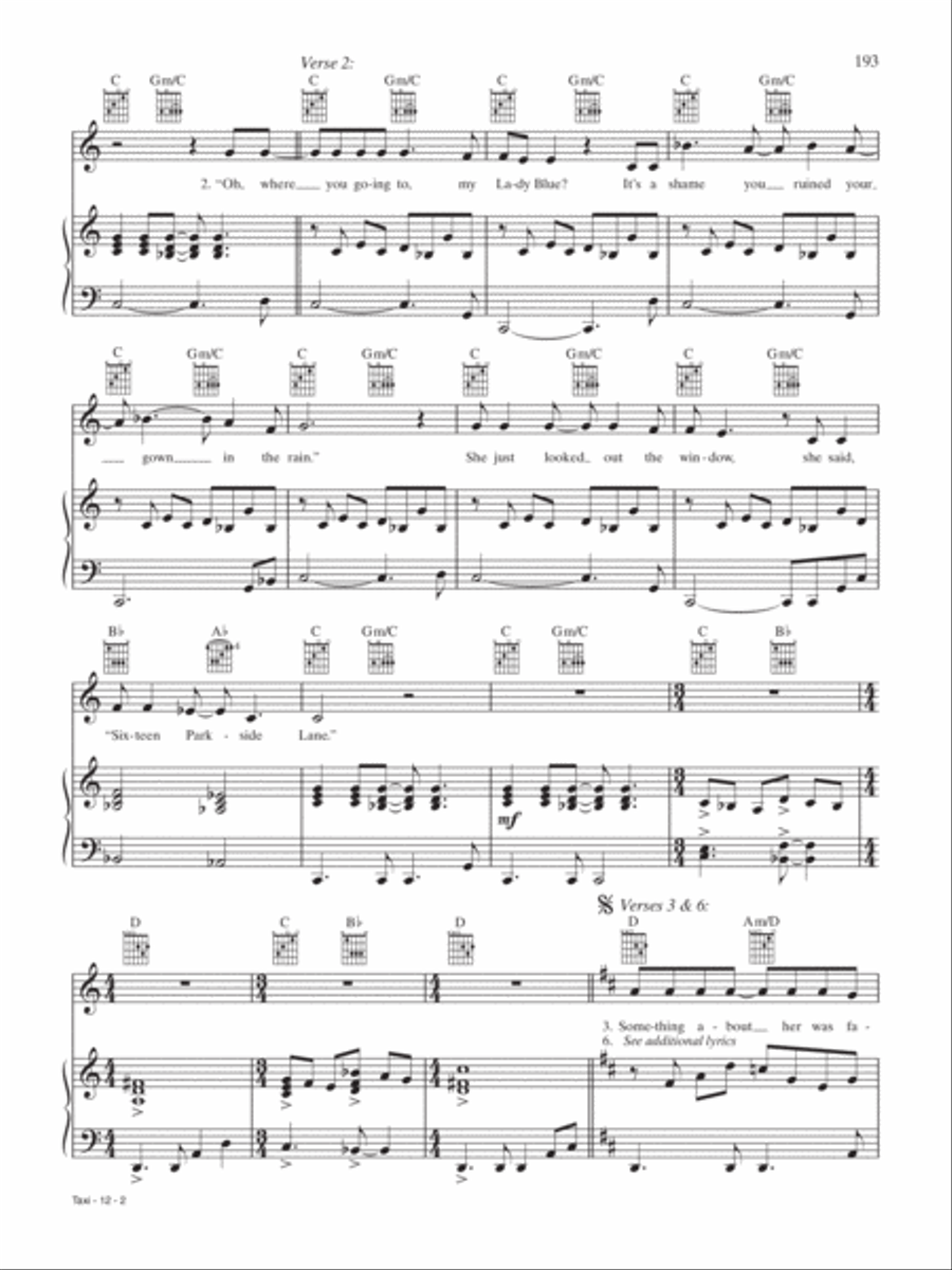 Taxi Piano, Vocal, Guitar scores gallery preview page 2