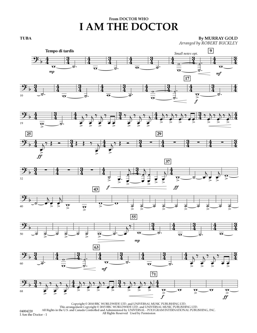 I Am the Doctor (from Doctor Who) - Tuba Tuba scores gallery preview page 1