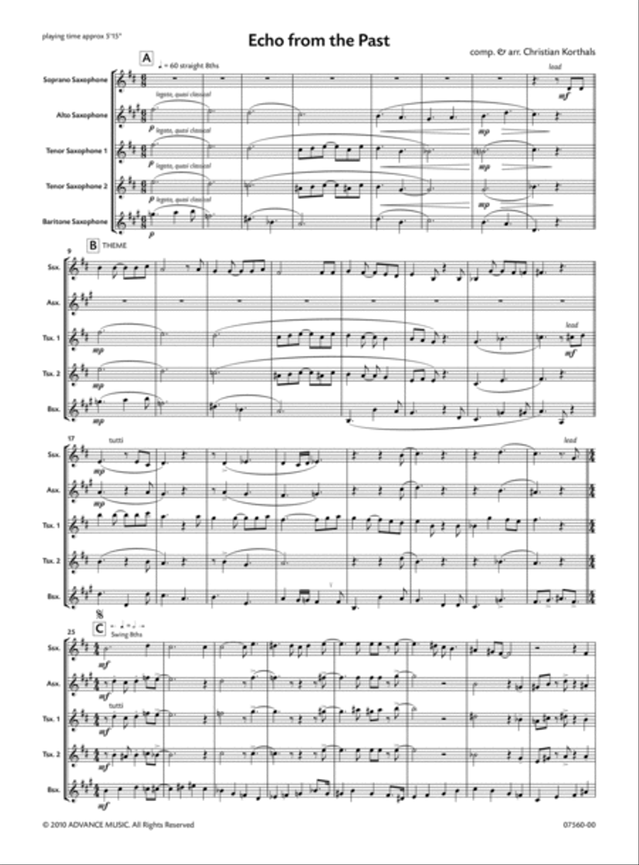 Echo from the Past Saxophone Quintet scores gallery preview page 2