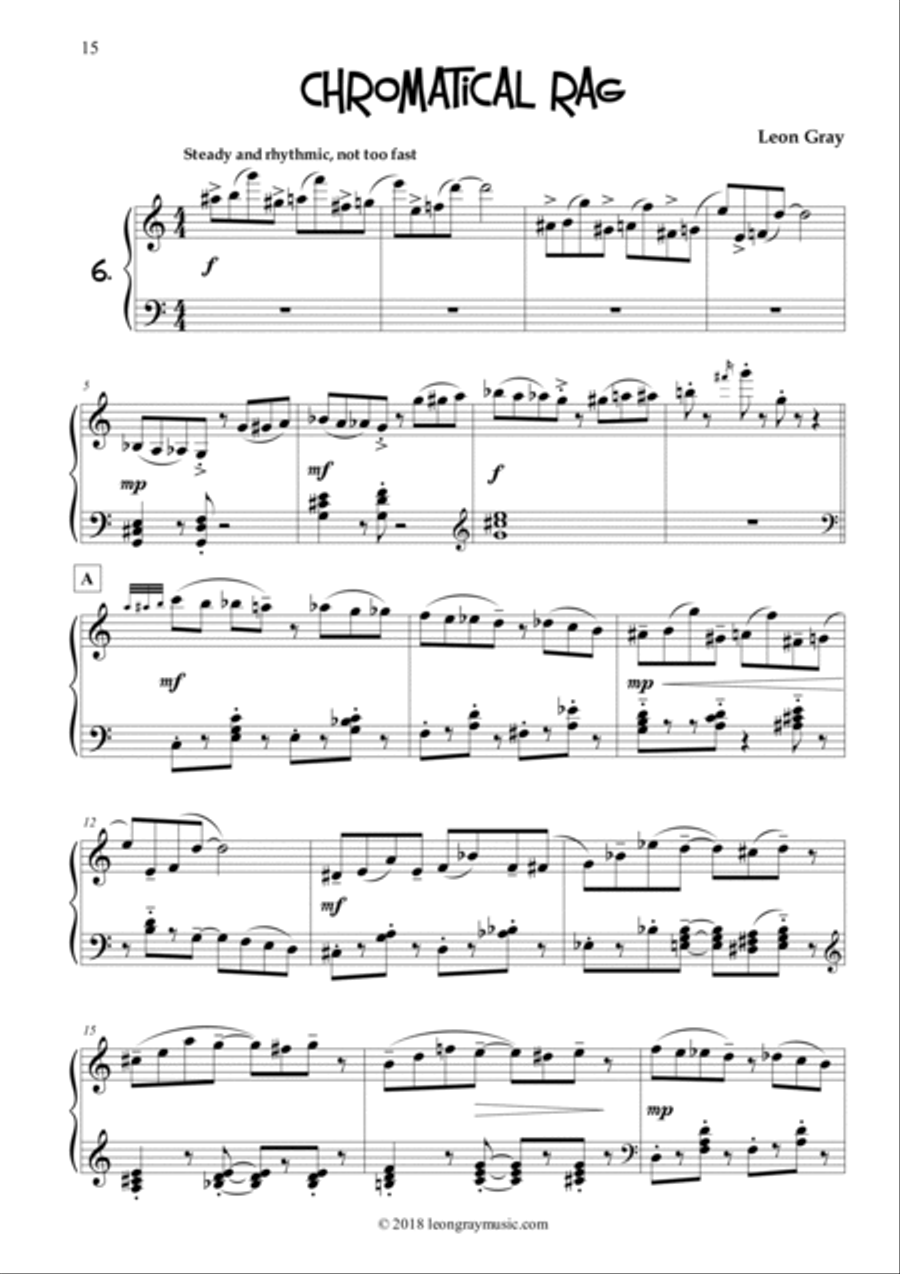 Chromatical Rag (No. 6), Dottystripe Lane © 2019 Leon Gray Piano Solo scores gallery preview page 2