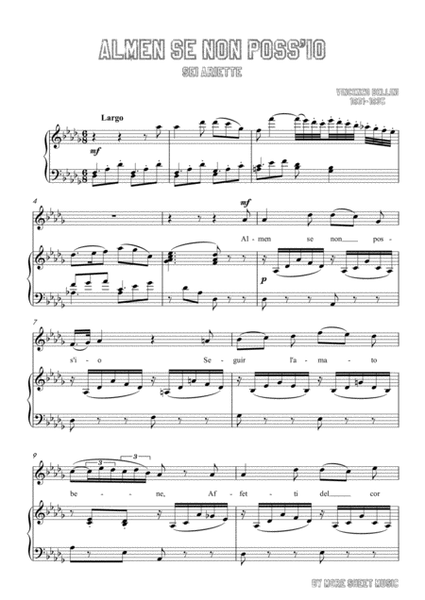 Bellini-Almen se non poss'io in D flat Major,for voice and piano image number null