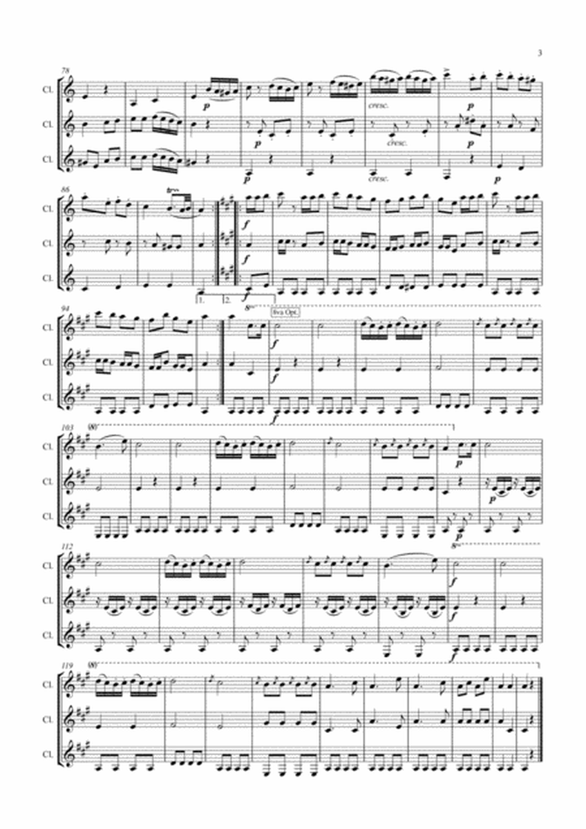 Mozart: Piano Sonata No.11 in A K331 Mvt. III. Rondo Alla Turca (Turkish March) - clarinet trio image number null