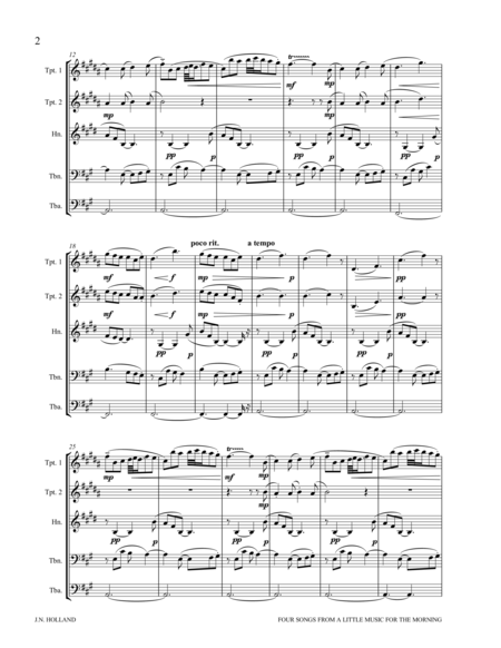 Four Songs from "A Little Music for the Morning" Arranged for Brass Quintet image number null