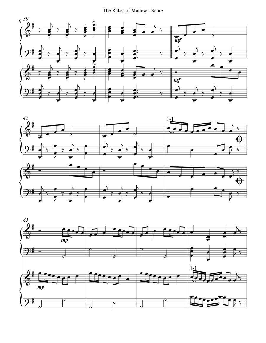 The Rakes of Mallow, Harp Duet Celtic Harp scores gallery preview page 6