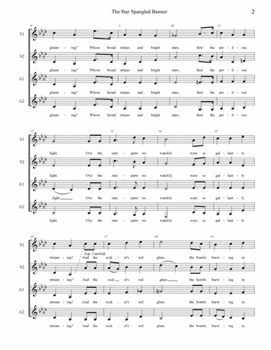 The Star Spangled Banner, SSAA a cappella image number null