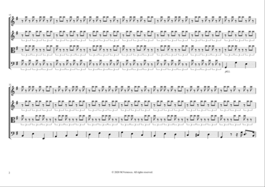 Chorale from Cantata No.147 disguised in an African rhythm. String Quartet scores gallery preview page 2