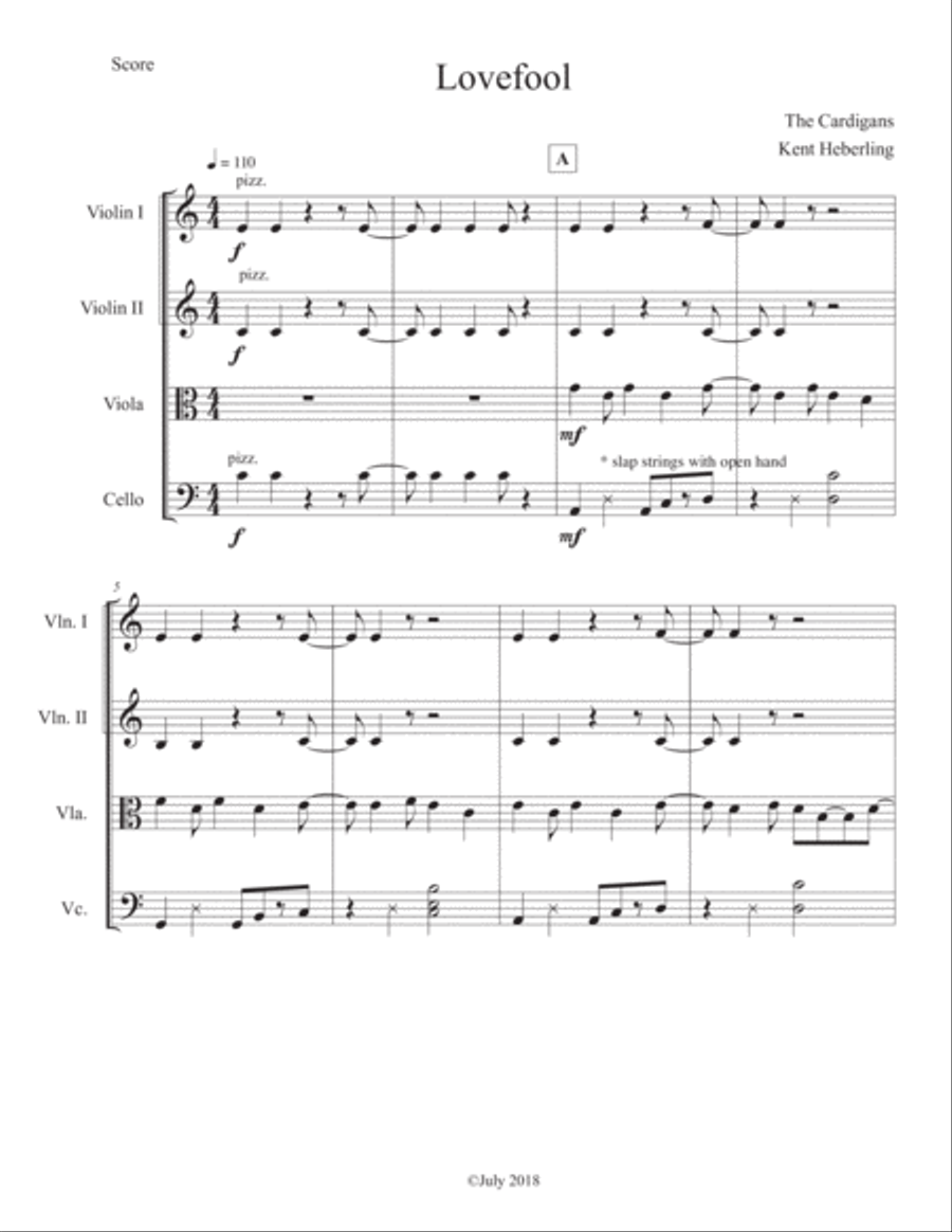 Lovefool Lovefool String Quartet scores gallery preview page 1