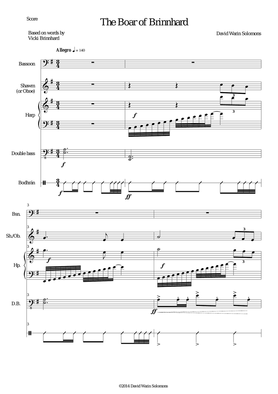 The Boar of Brinnhard (instrumental version) Bassoon scores gallery preview page 1