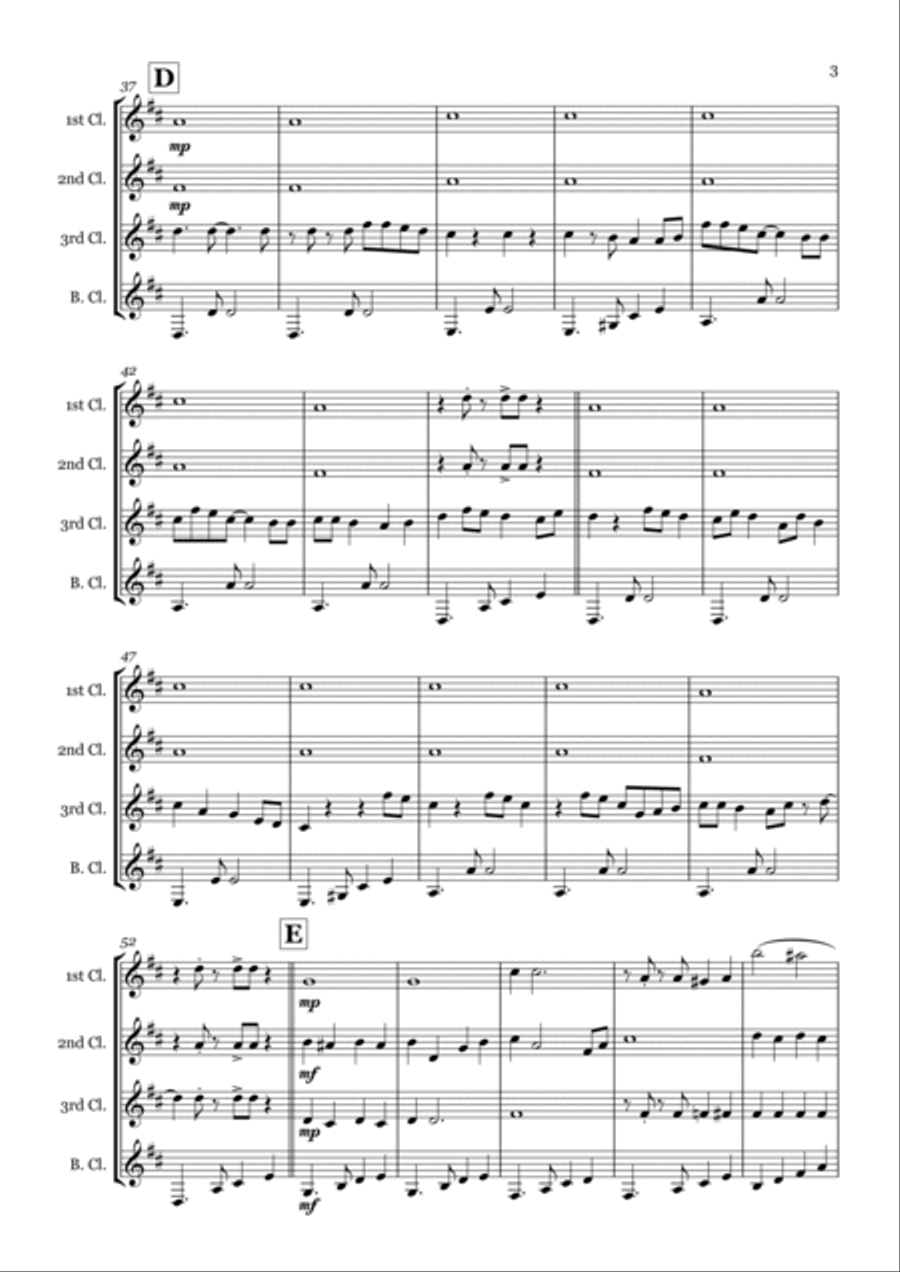 Rockin' Around The Christmas Tree Clarinet Quartet scores gallery preview page 3